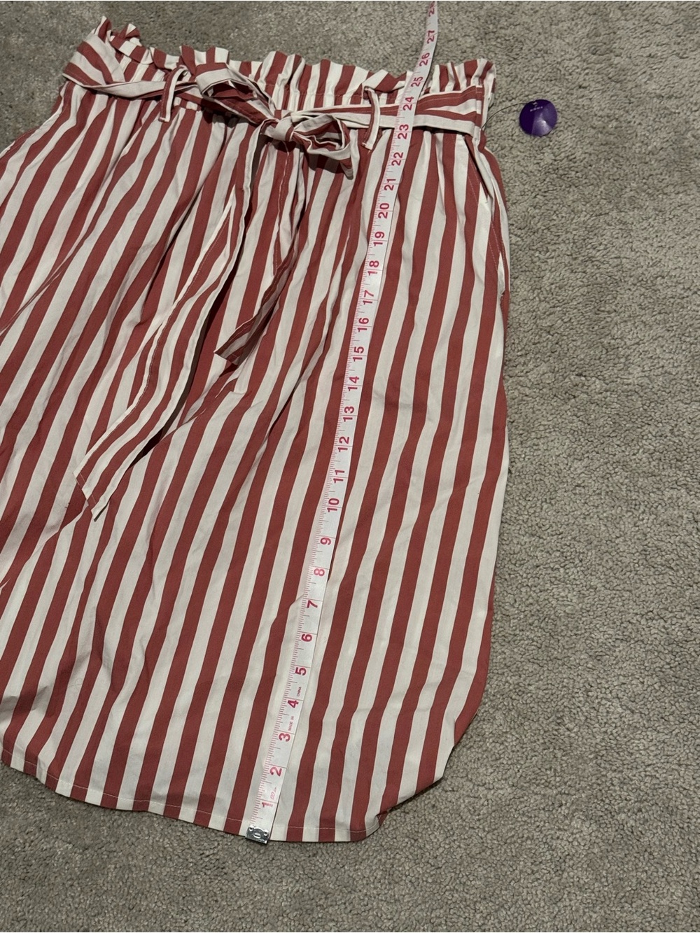 New - Liz Claiborne Pink & White Striped Paperbag Waist Skirt - Picture 5 of 5